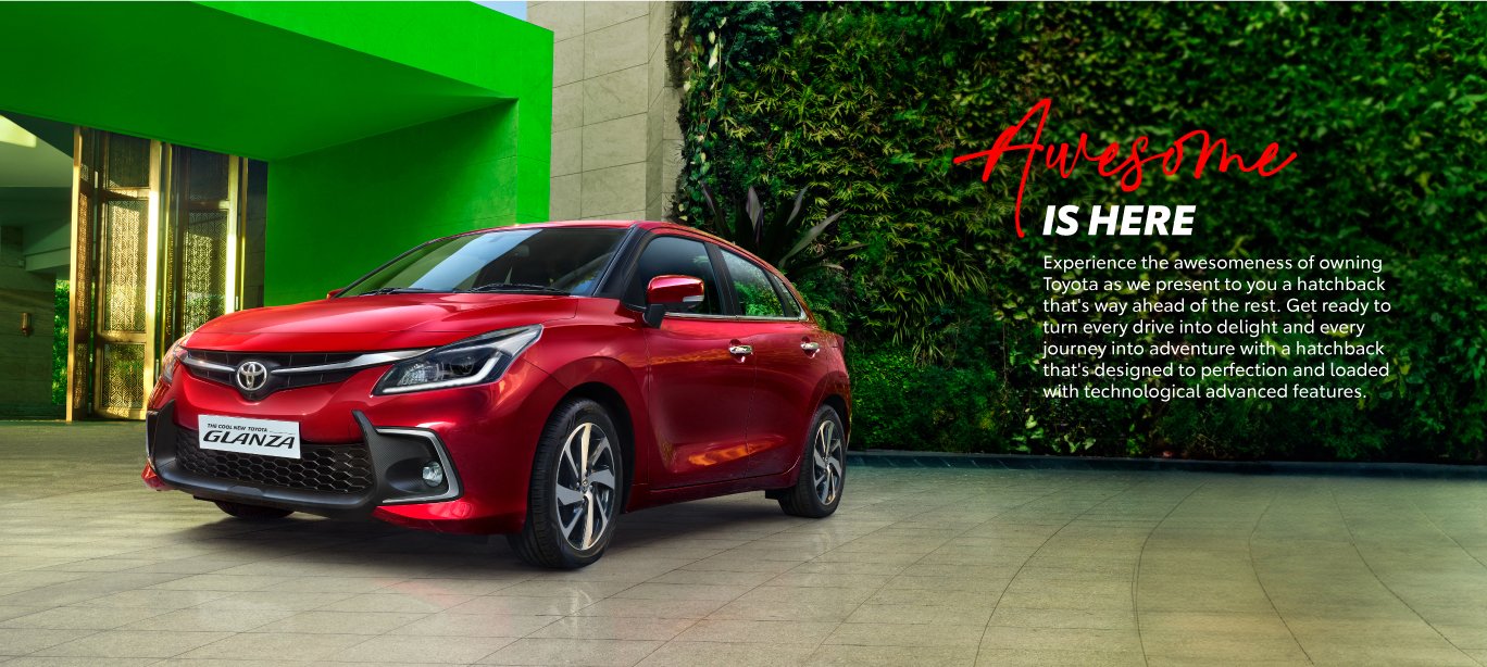 Best Glanza cars front angle view, Toyota Glanza stylish exterior and modern look, buy Glanza cars for smooth driving and premium feel