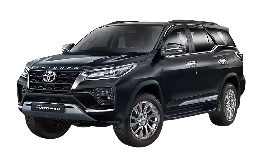Toyota Fortuner car bold luxury SUV front view, premium design and strong road presence, buy Fortuner car for power and performance