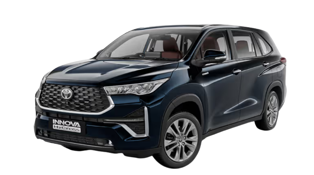yota Innova Hycross car premium MPV front view, spacious family car design, buy Hycross car for comfort, style and long drives