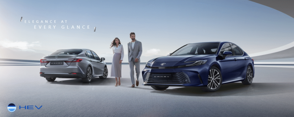 Premium Camry car exterior front view showcasing elegant design, luxury styling, and modern features of the luxury Camry car.