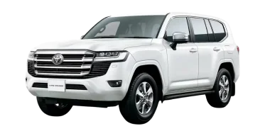 Toyota Land Cruiser car bold luxury SUV front view, premium off-road design, buy Land Cruiser car with strong stance, iconic grille and powerful road presence