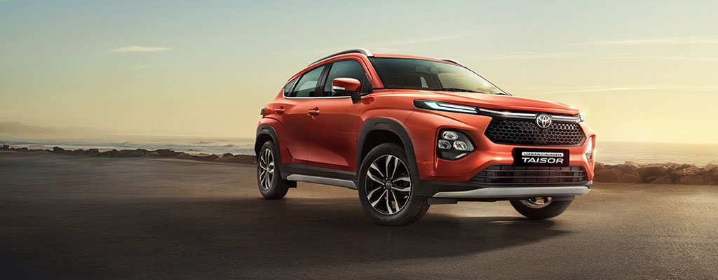 Urban Cruiser Taisor car brochure banner, explore features and specs, buy Urban Cruiser Taisor car with modern design and performance