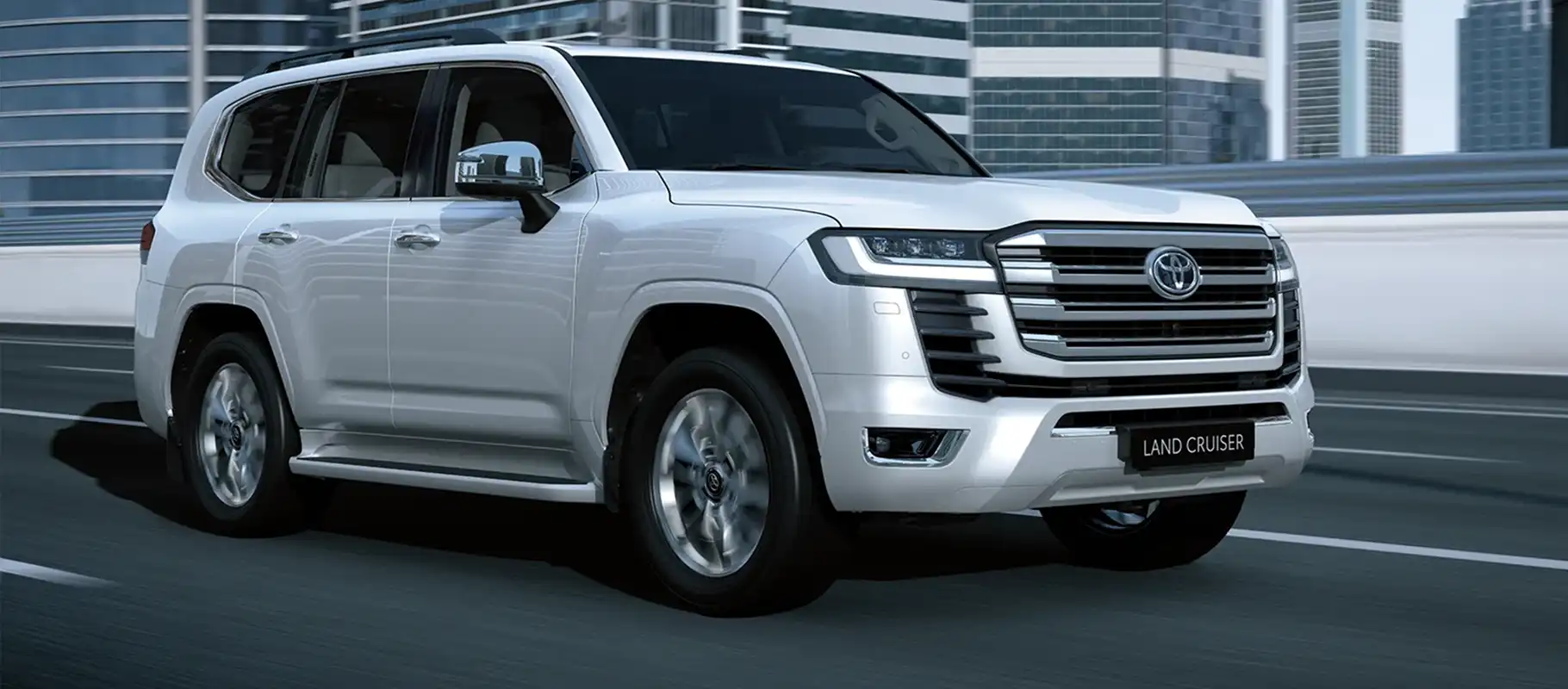 Land Cruiser 300 car exterior rear angle showcasing premium design, powerful stance, and luxury SUV styling in a premium land cruiser car model